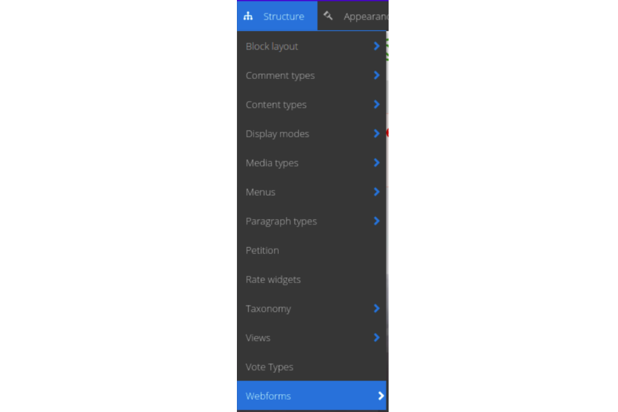 Webform - structure Structure