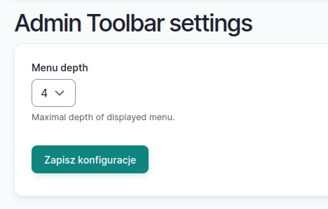 Admin toolbar - ustawienia Ustawienia Admin Toolbar