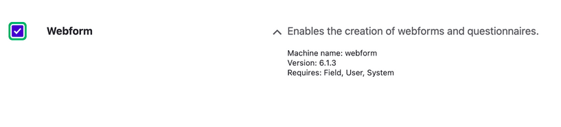 Webform module installation Enable Webform module