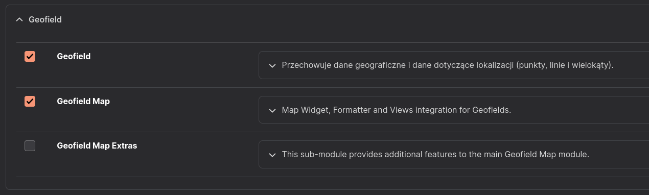 Geofield Map - instalacja Instalacja modułu Geofield Map