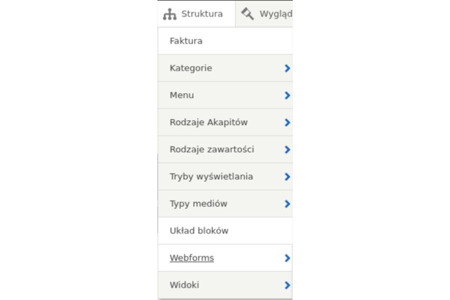 Struktura Panel administracyjny