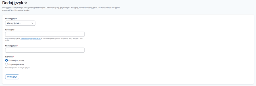 Dodanie własnego języka
