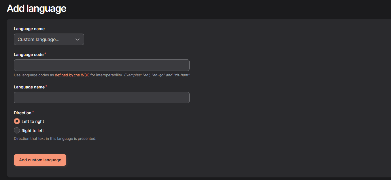 How to add a custom language? Adding a custom language