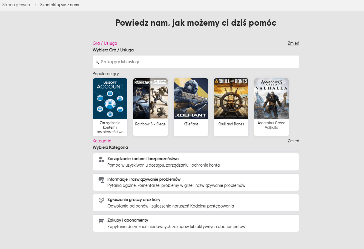 Ubisoft - przykład dobrego formularza Przykład formularza Ubisoft