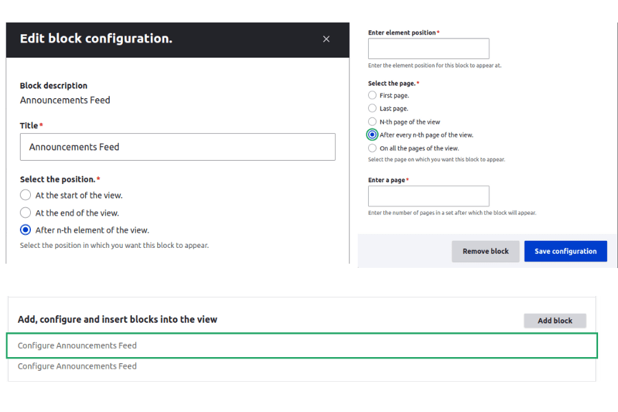 Konfiguracja modułu view insert block