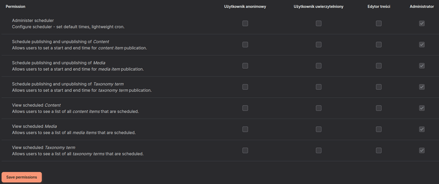 Scheduler - configuring permissions Configure permissions
