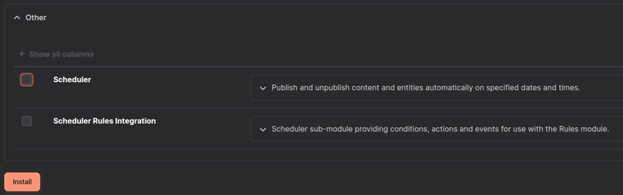 Drupal Scheduler module - how to enable? Enabling the Scheduler module