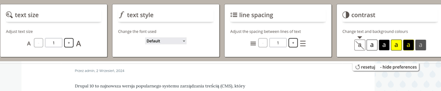 Zmiana czcionki, odstępów itd. Ustawienia modułu