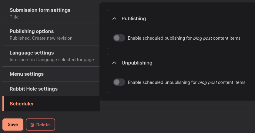 Scheduler - planning Scheduled publication