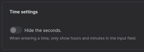 Option to hide the seconds Specified date and time