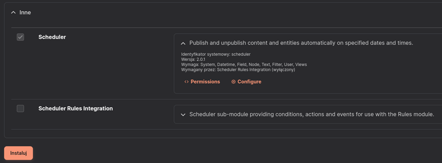 Jak włączyć moduł w systemie? Moduł Scheduler - włączanie
