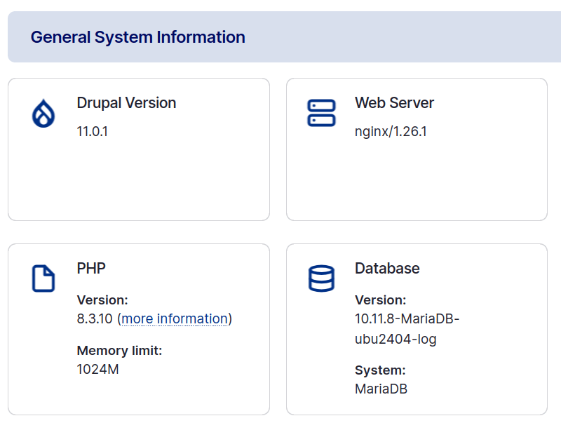 System information Drupal 11 requirements