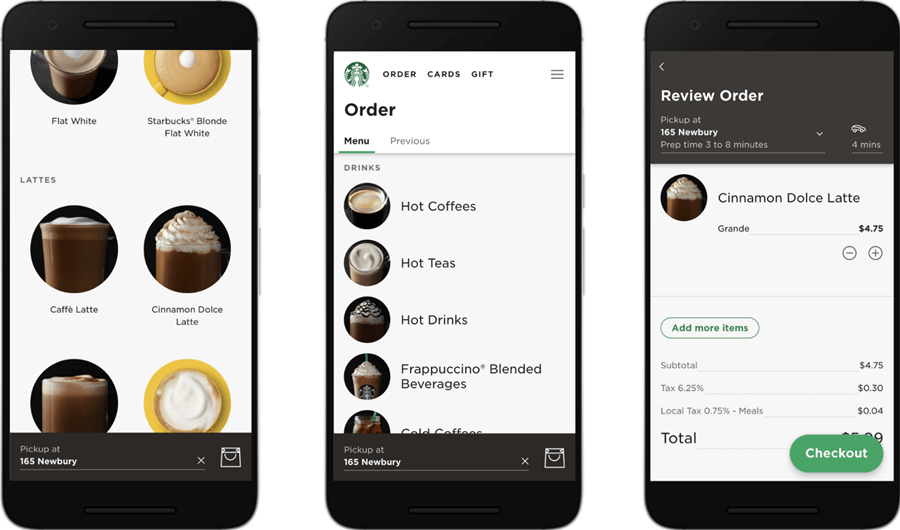 Przykład progresywnej aplikacji webowej - Starbucks Starbucks PWA
