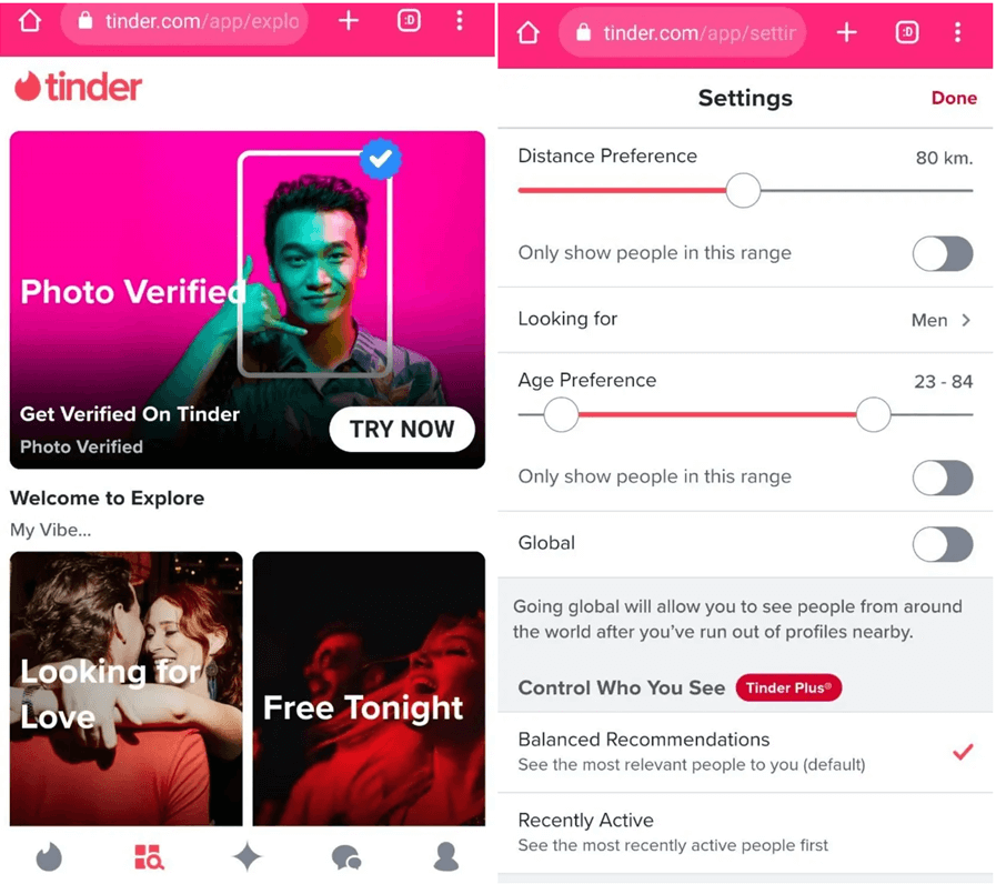 Przykład progresywnej aplikacji webowej - Tinder Tinder PWA