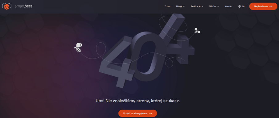 Błąd 404 - witryna Smartbees Strona błędu 404 na stronie Smartbees