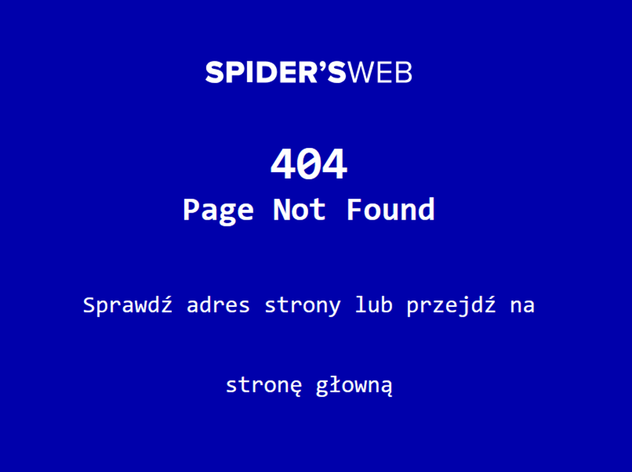 Błąd 404 - witryna Spider's Web Kod błędu 404 na stronie Spider's Web