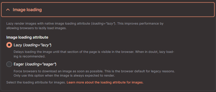 Lazy loading of images Setting the value of the loading attribute