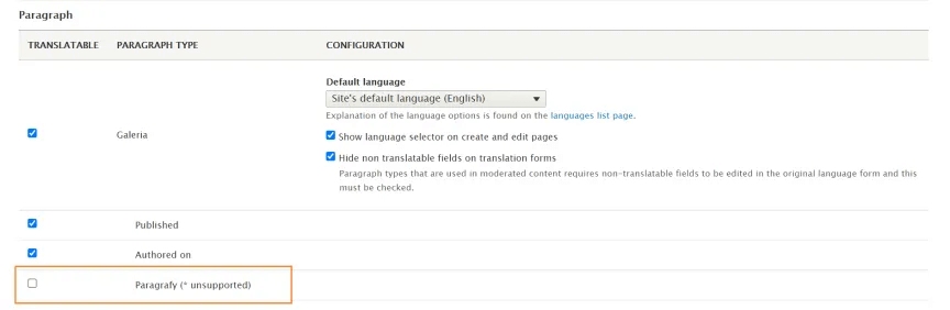 Translation settings Module translation settings