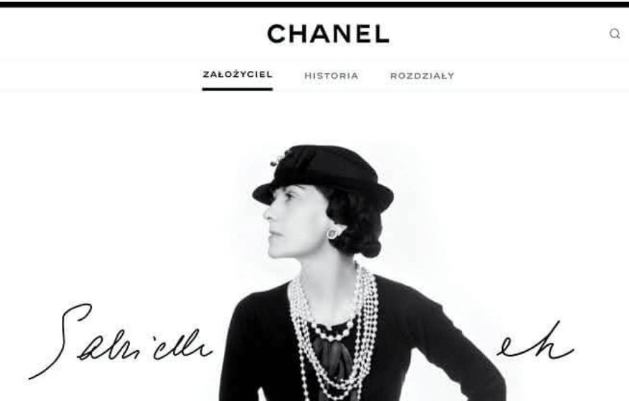 Zastosowanie flat design Chanel Flat design na stronie Chanel