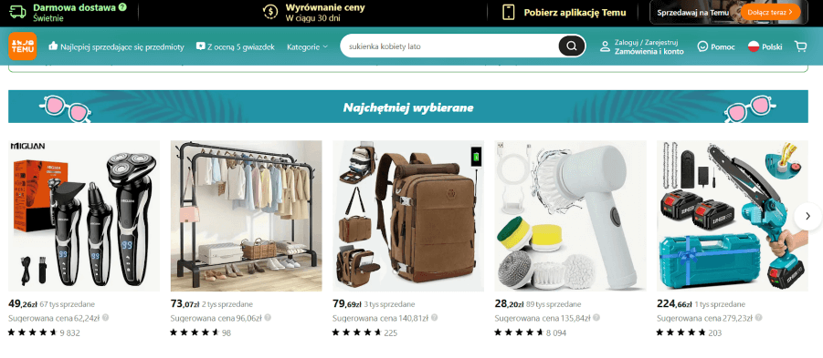 Temu marketplace Platforma Temu