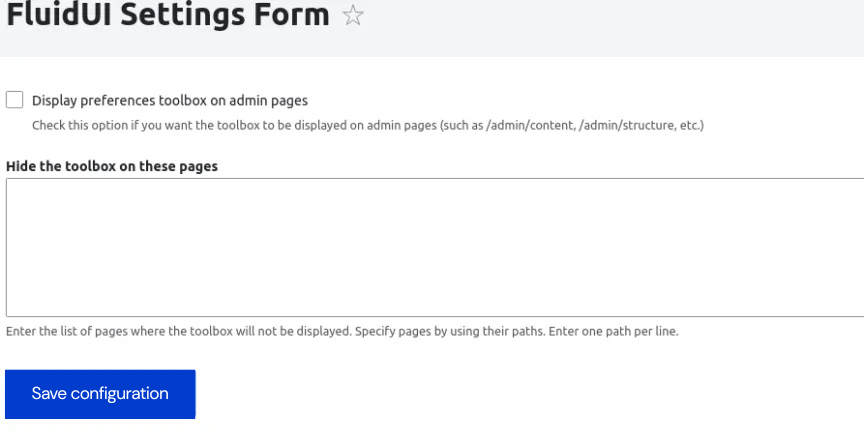 FluidUI settings Fluidproject options