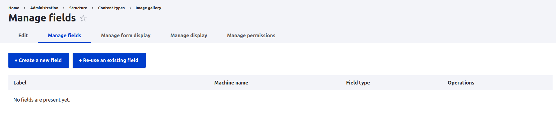 Manage fields - Drupal CMS New content type field