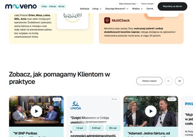 Pływająca stopka na stronie Mooveno Pływająca stopka z CTA