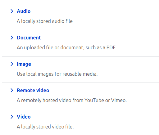 Multimedia types in Drupal Drupal - multimedia list
