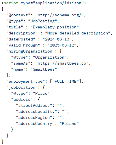 Structured data Schema JobPosting