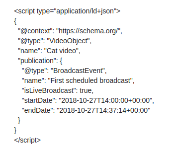 Schema Video metadata