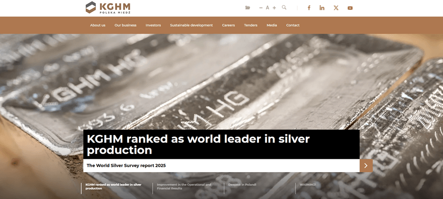 KGHM's Drupal-based website KGHM's website