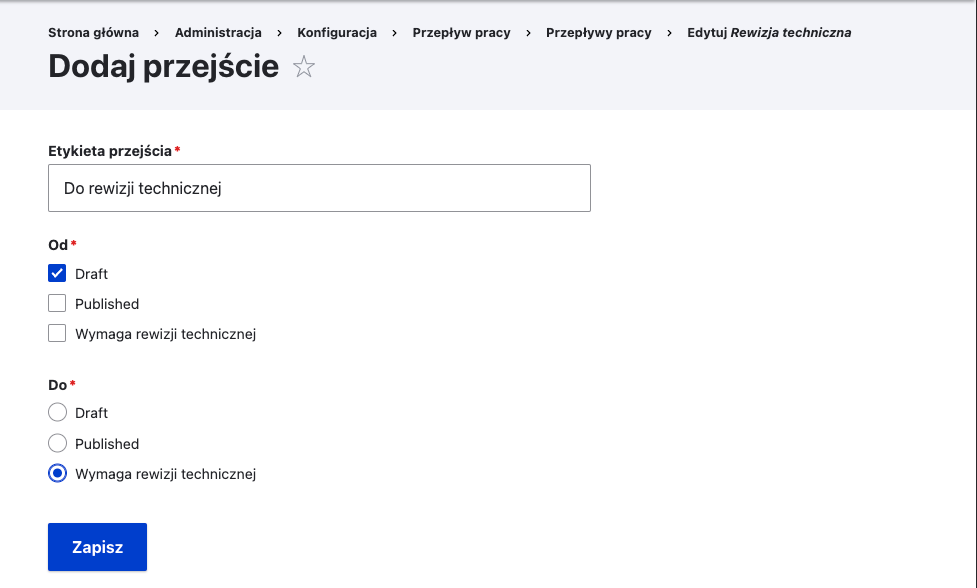 Jak dodać nowe przejście w module Drupal