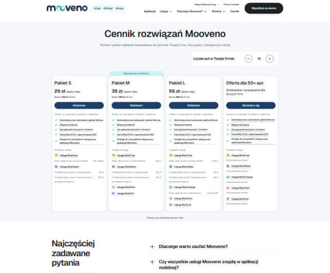 Mooveno - dynamic price list made with Vue.js Dynamic price list