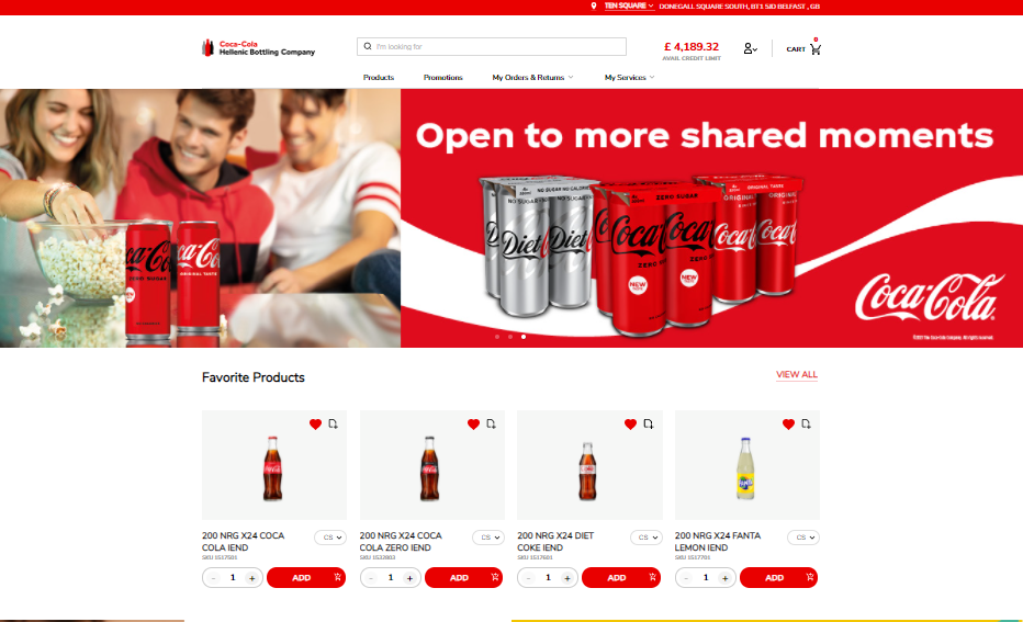 Gama kolorystyczna strony internetowej Coca Cola