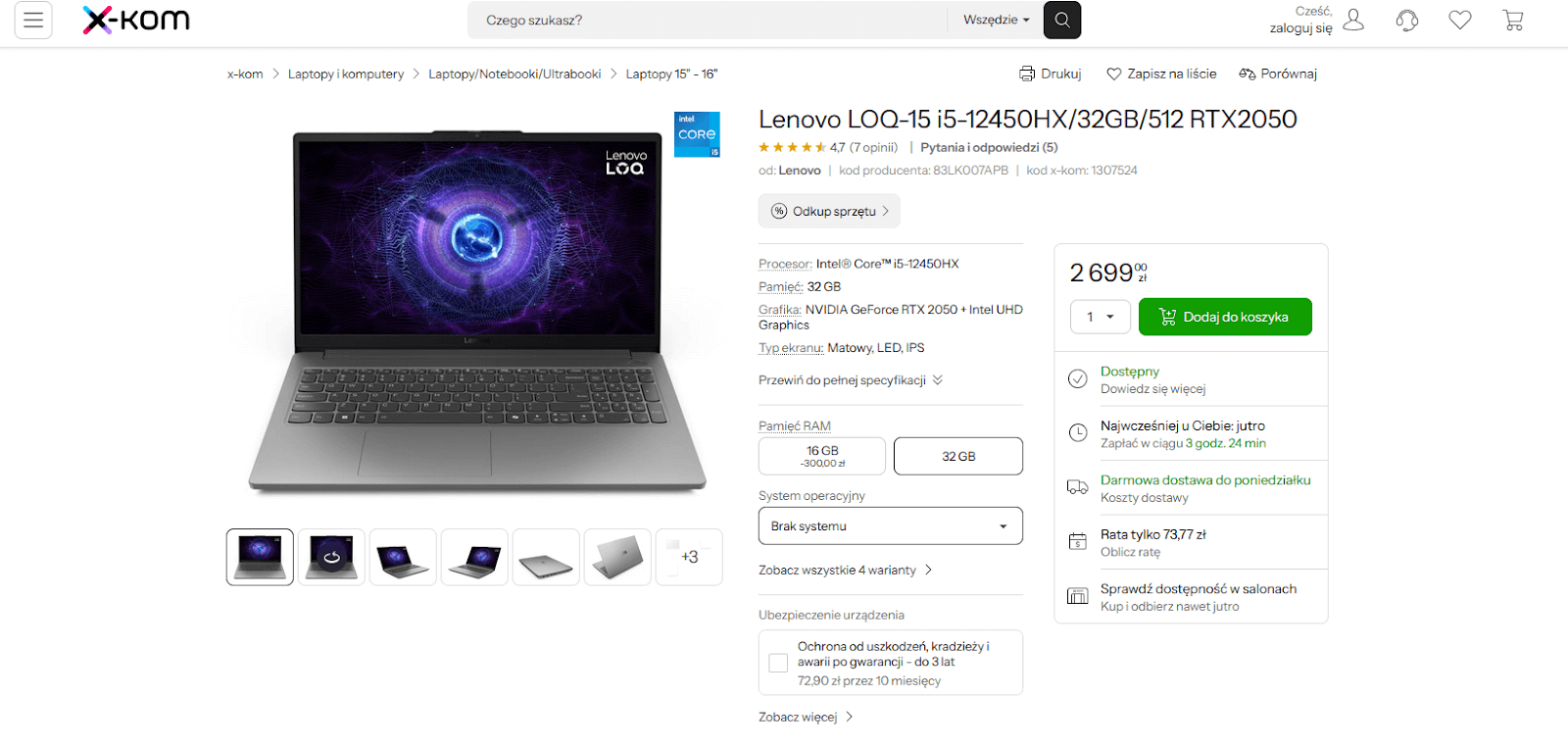 CTA na stronie x-kom