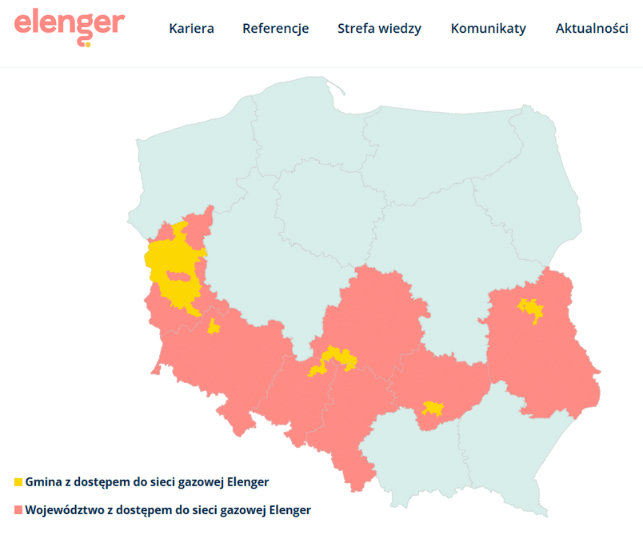 Mapa obszarów działalności Elengera