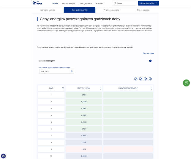 Integrated pricing system for Enea's new webpage