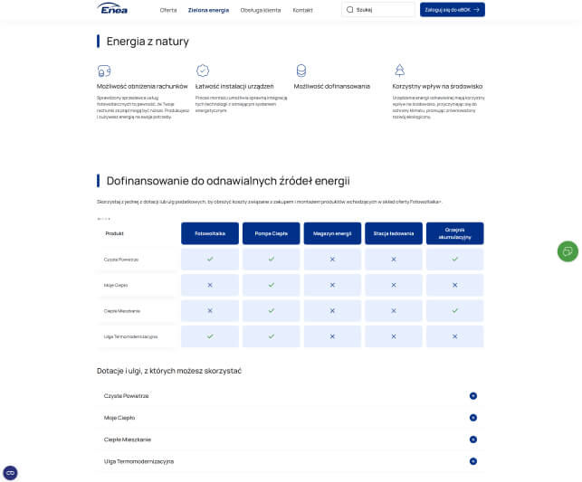 A new website for Enea - modular structure