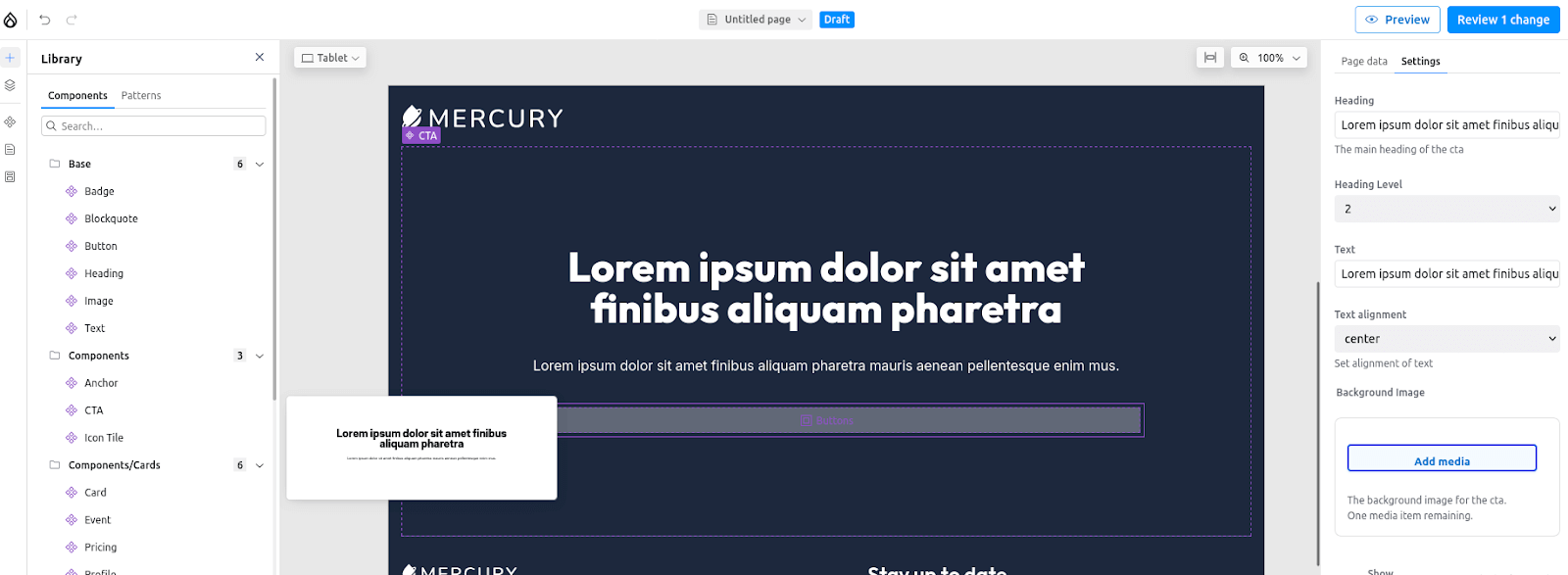 Strona budowana z pomocą Drupal Canvas