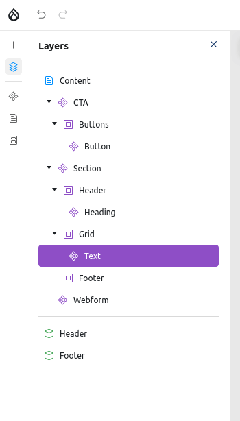 Warstwy w Drupal Canvas