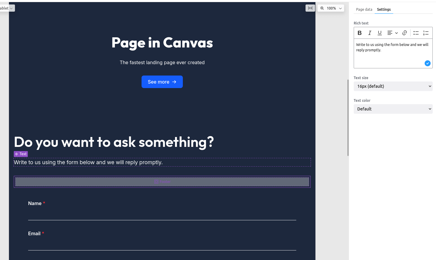 Drupal Canvas - adding a form