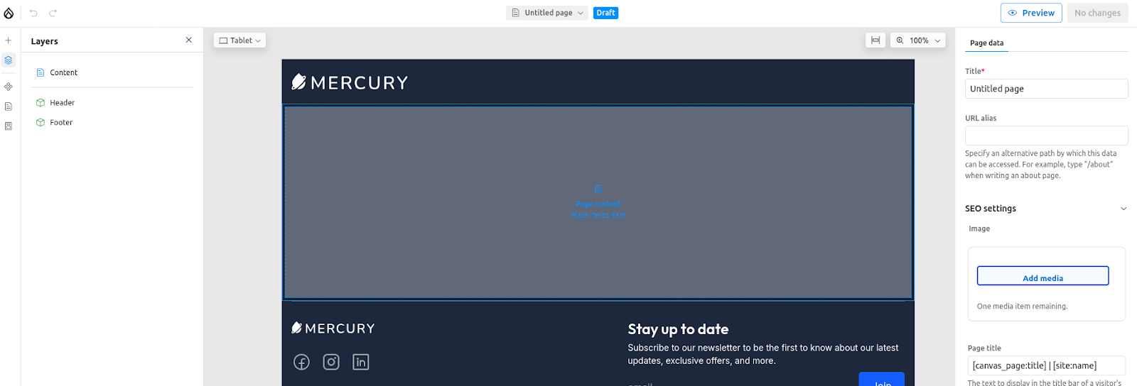 Editing pages in Drupal Canvas