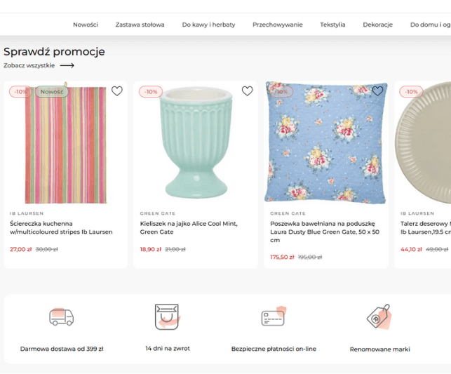 Home & Passion – product and promotion presentation Product presentation options on Home & Passion new website