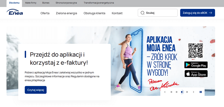 Wygląd serwisu Enea
