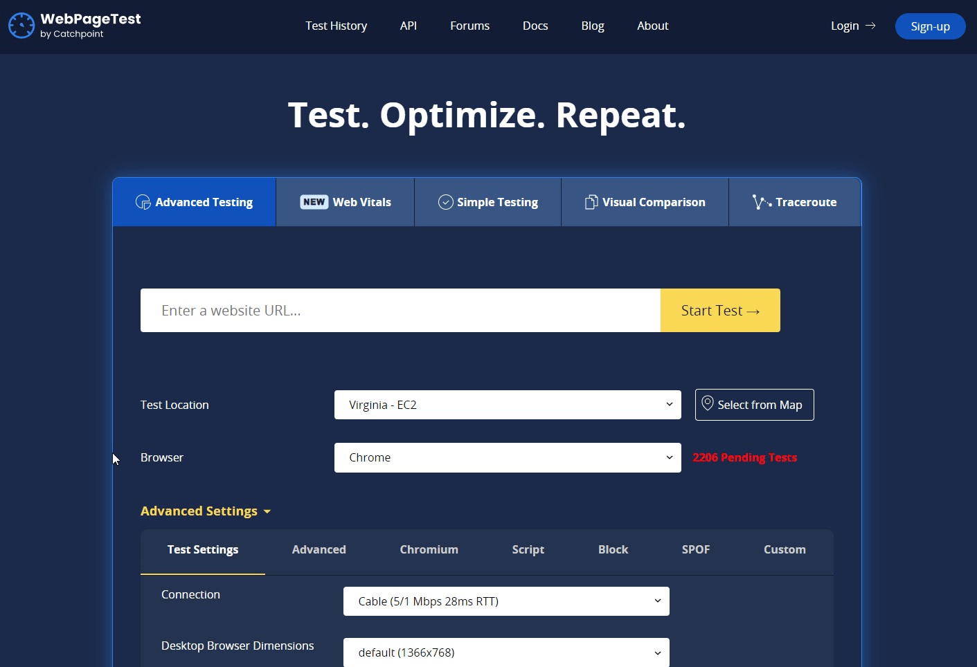 Test wydajności – WebPageTest