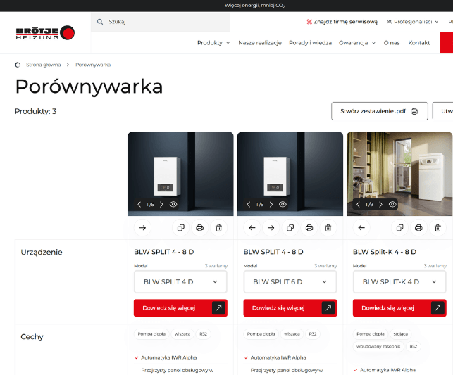 Porównywarka produktów z eksportem do PDF