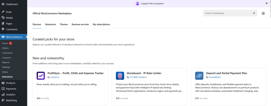 WooCommerce - panel administracyjny