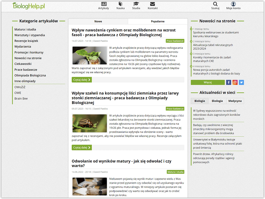 Strona Biolog Help na Drupalu Strona główna Biolog Help