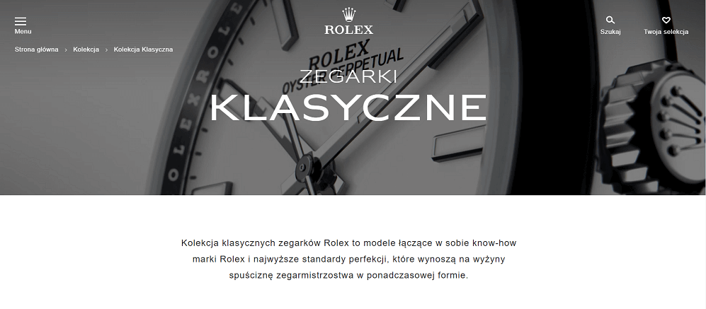 Jak wyglądają breadcrumbs w sklepie Rolex? Breadcrumbs w sklepie Rolex