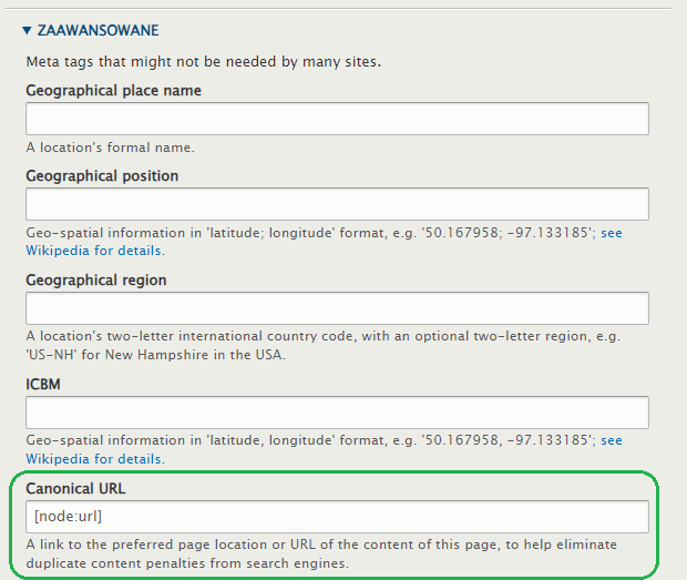 CMS Drupal - Canonical tag Canonical tag in Drupal